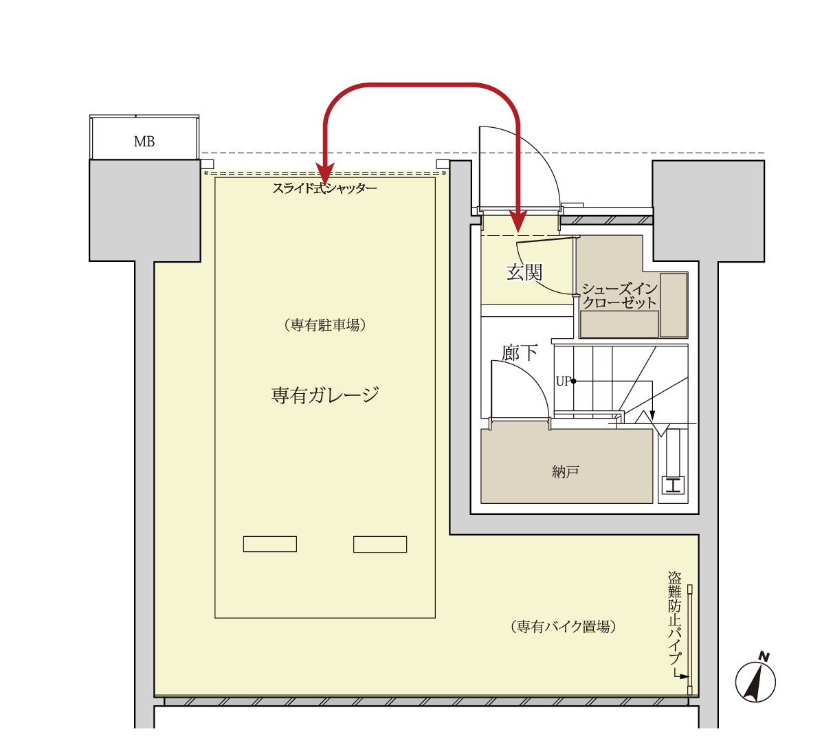 G1タイプ1Fガレージ平面図